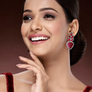 Oxidized Plated with Red Cubic Zirconia Drop Earrings