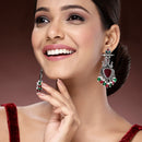 Oxidized Plated with Multicolor Pearl Cubic Zirconia Danglers Earrings