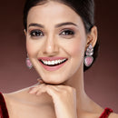 Oxidized Plated with Soft Pink Cubic Zirconia Drop Earrings