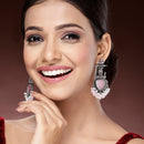 Oxidized Plated with Pink & White Pearl Cubic Zirconia Danglers Earrings
