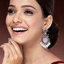 Oxidized Plated with Pink & White Pearl Cubic Zirconia Danglers Earrings