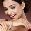 Rhodium Plated Pink American Diamonds Studded Bangles