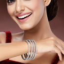Rhodium Plated Small White American Diamond Studded Bangles