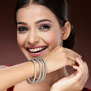 Rhodium Plated Small White American Diamond Studded Bangles