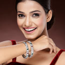 Rhodium Plated Multicolor American Diamond Studded Kada Bangles