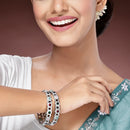 Rhodium Plated Multicolor American Diamond Studded Circular Design Bangles