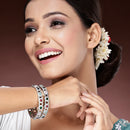 Rhodium Plated Multicolor American Diamond Studded Circular Design Bangles