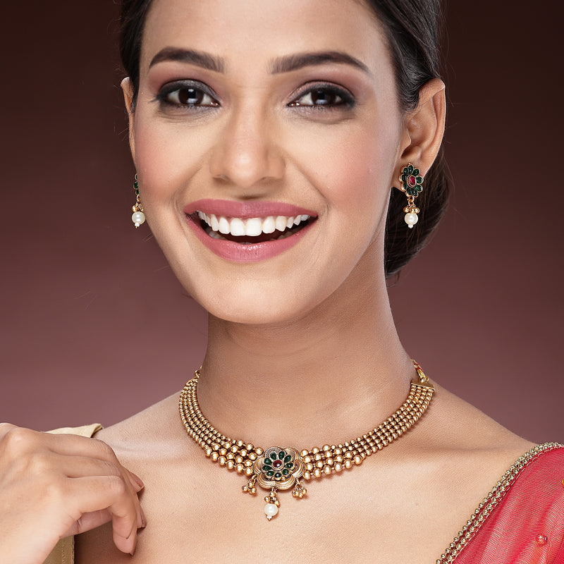 Gold Plated with Royal Design Jewellery Set