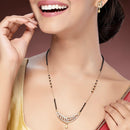 Tradiitional Gold Plated Black Bead Emblished Mangalsutra With Earrings