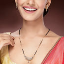 Gold Plated with White American Diamonds Studded Mangalsutra with Earrings