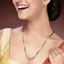 Gold Plated with White American Diamonds Studded Mangalsutra with Earrings