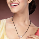 Rose Gold Plated with White American Diamonds Studded Mangalsutra in Feather Design