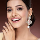 Gold Plated Oval Shaped with Pink Cubic Zirconia Small Drop Earrings
