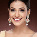 Gold Plated Oval Shaped with Peach Cubic Zirconia Small Drop Earrings