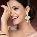 Gold Plated Oval Shaped with Peach Cubic Zirconia Small Drop Earrings