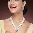 Gold Plated White Pearl & Kundan Studded Jewellery Set