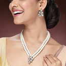 Gold Plated White Pearl & Kundan Studded Jewellery Set