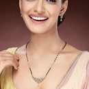 Tradiitional Gold Plated Black Bead Mangalsutra With Earrings