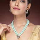 Sea Green Pearl & Kundan Studded Jewellery Set