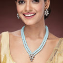Sky Blue Pearl & Kundan Studded Jewellery Set