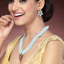 Sky Blue Pearl & Kundan Studded Jewellery Set