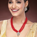 Red Pearl & Kundan Studded Jewellery Set
