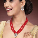 Red Pearl & Kundan Studded Jewellery Set