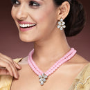 Pink Pearl & Kundan Studded Jewellery Set