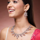 Rhodium Plated Stunning Red American Diamond Stones Studded Jewellery Set