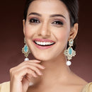 Gold Plated Oval Shaped with Blue Cubic Zirconia Small Drop Earrings