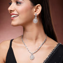 Rhodium Platted Classy Design white American Diamond Stones Studded Jewellery  Set