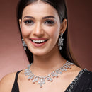 Rhodium Plated Crystal White American Diamond Stones Studded Jewellery Set