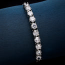 Rhodium Plated Silver Toned White American Diamond Studded Bracelet