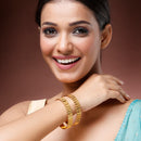 Gold Plated Set Of 2 Traditional Classic Textured Bangle Set