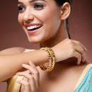 Gold Plated Set Of 2 Traditional Classic Textured Designer Bangle Set