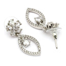 Rhodium Plated Floral White American Diamond Contemporary Drop Earrings