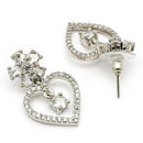 Rhodium Plated Heart White American Diamond Contemporary Drop Earrings