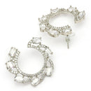 Rhodium Plated Silver Toned White American Diamond Embellished Earrings