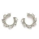 Rhodium Plated Silver Toned White American Diamond Embellished Earrings