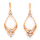 Rose Gold Plated Teardrop Shaped White American Diamond Studded Drop Earrings