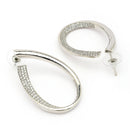 Rhodium Plated Silver Toned Teardrop Shaped White American Diamond Studded Earrings