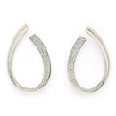 Rhodium Plated Silver Toned Teardrop Shaped White American Diamond Studded Earrings