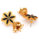 Traditional Gold Plated Floral Shaped Pearl Beaded Jhumki