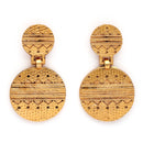 Elegant Gold Plated Circular Shaped Tribal Style Drop Earrings