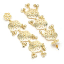 Gold Plated Floral Shaped Dangler Earrings