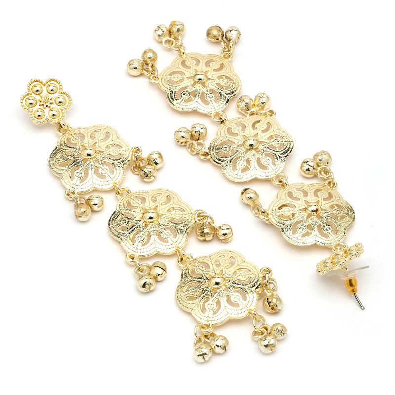 Gold Plated Floral Shaped Dangler Earrings