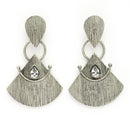Oxidised Fusion CZ Studded Tribal Style Dangler Earrings