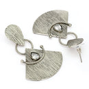 Oxidised Fusion CZ Studded Tribal Style Dangler Earrings