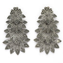 Oxidised Silver Toned Multi-Layer Leaf Design Dangler Earrings