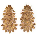 Gold Plated Mehendi Tond Multi-Layer Leaf Design Dangler Earrings